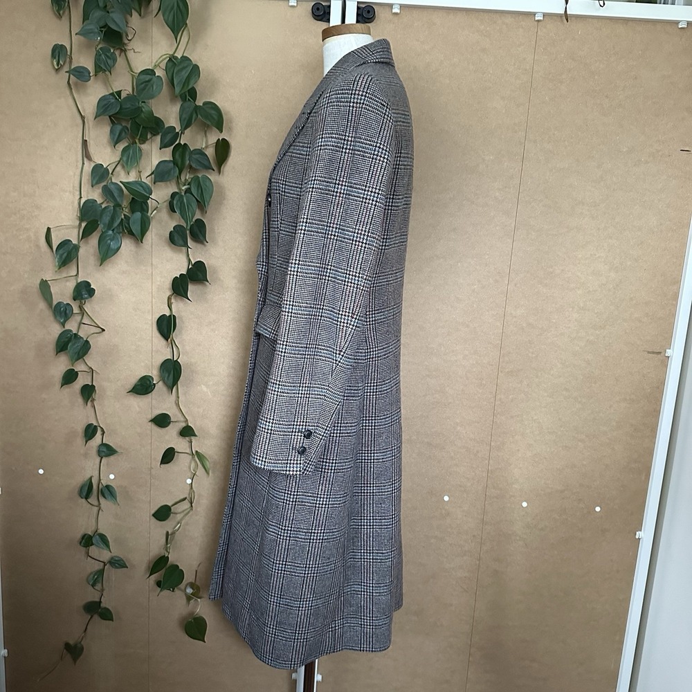 UNIQLO Ines de la Fressange IDLF Double Breasted Plaid Tweed Coat M Wool New - Picture 6 of 14